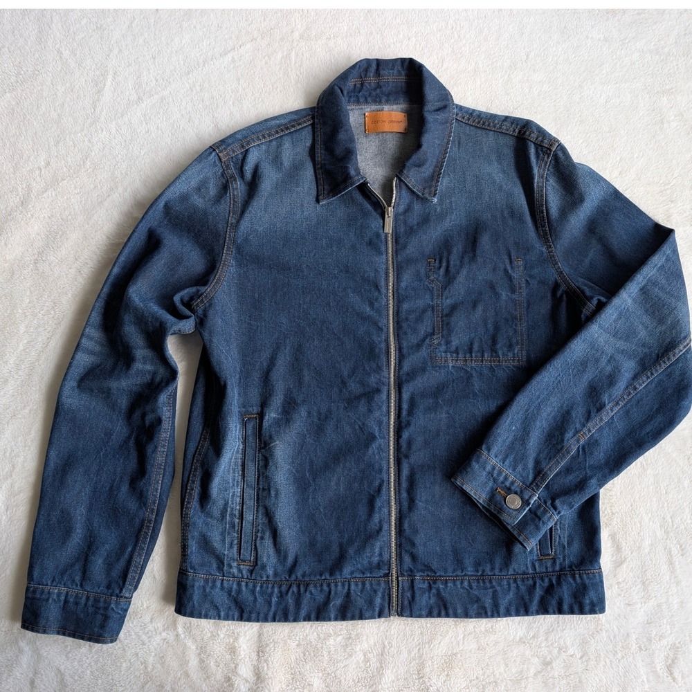 Cotton Citizen Mens Denim Full Zip Trucker Jacket Indigo Blue Made in USA Size M